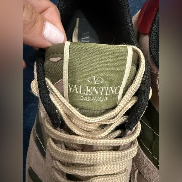 VALENTINO GARAVANI 
Fabric Suede Camouflage Womens Rockrunner Sneakers - Picture 2 of 9